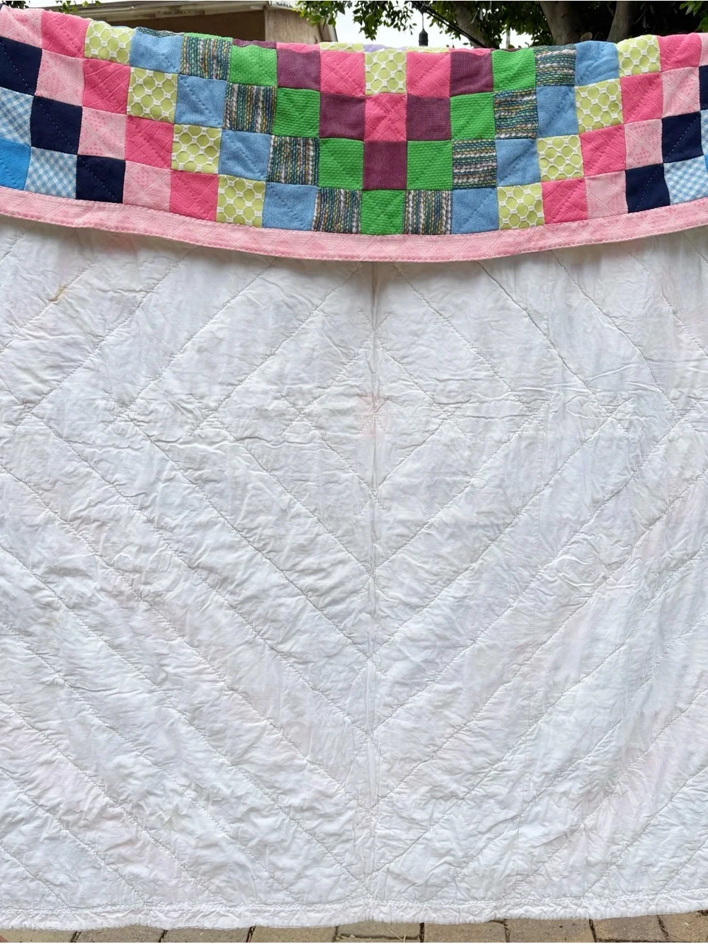 Vintage Handmade Multi Color Patchwork Polyester Quilt 60” X 64”